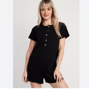 NWT Old Navy Rib-Knit Henley Pajama Romper Size L